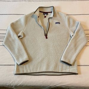 Patagonia Retro Pile Quarter Zip Cream Fleece Pullover Sz XL